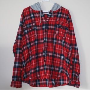 FLANNEL HOODIE BUTTON UP
